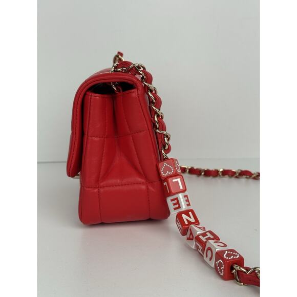 Chanel Lambskin Resin Crystal Square Quilted Monacoco Mini Flap Red C-6 - Picture 3 of 16